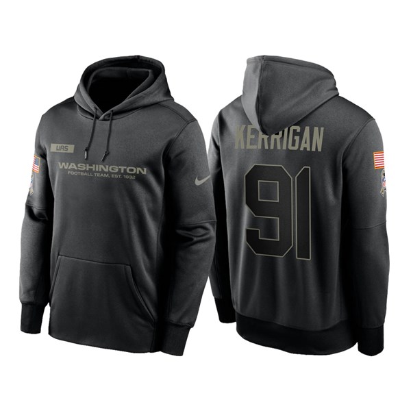 Men's Washington Football Team #91 Ryan Kerrigan Black NFL 2020 Salute To Service Sideline Performance Pullover Hoodie Men's Washington Football Team #91 Ryan Kerrigan Black NFL 2020 Salute To Service Sideline Performance Pullover Hoodie